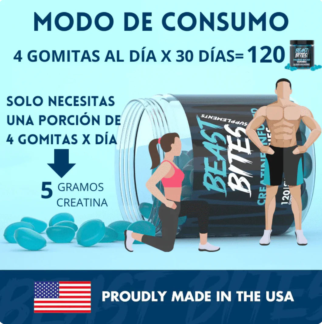 Beast Bites – Gomitas con Creatina Monohidrato para un Rendimiento de Alto Nivel 🏋️♂️💥
